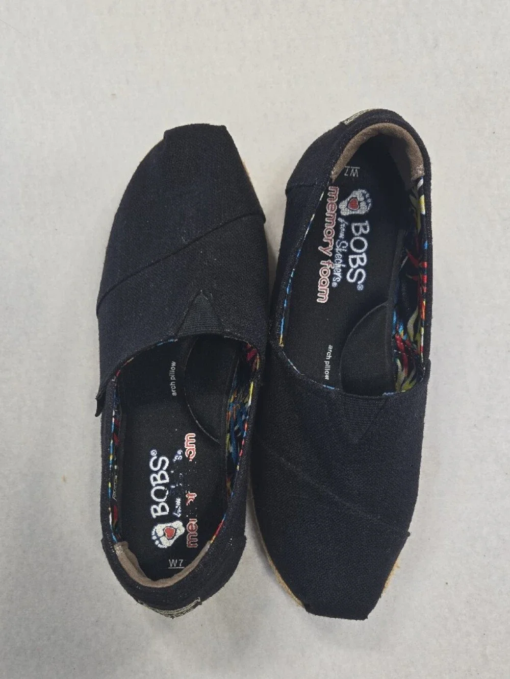 Skechers Bob's Black Canvas Espadrille-Style Slip-On